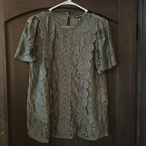Hunter green lace blouse